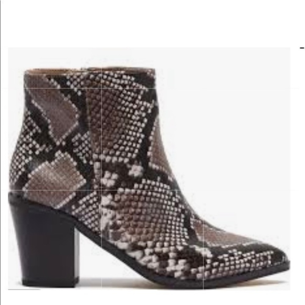 The Braxton Snake Embossed Block Heel bootie